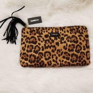 BEBE leopard clutch